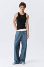 90s Blue - Medium Blue - Astro Baggy Denim Joggers - 0