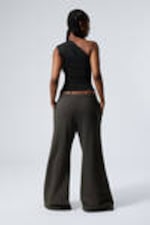 Dark Grey - Low Relaxed Flared Heavy Sweatpants - 2