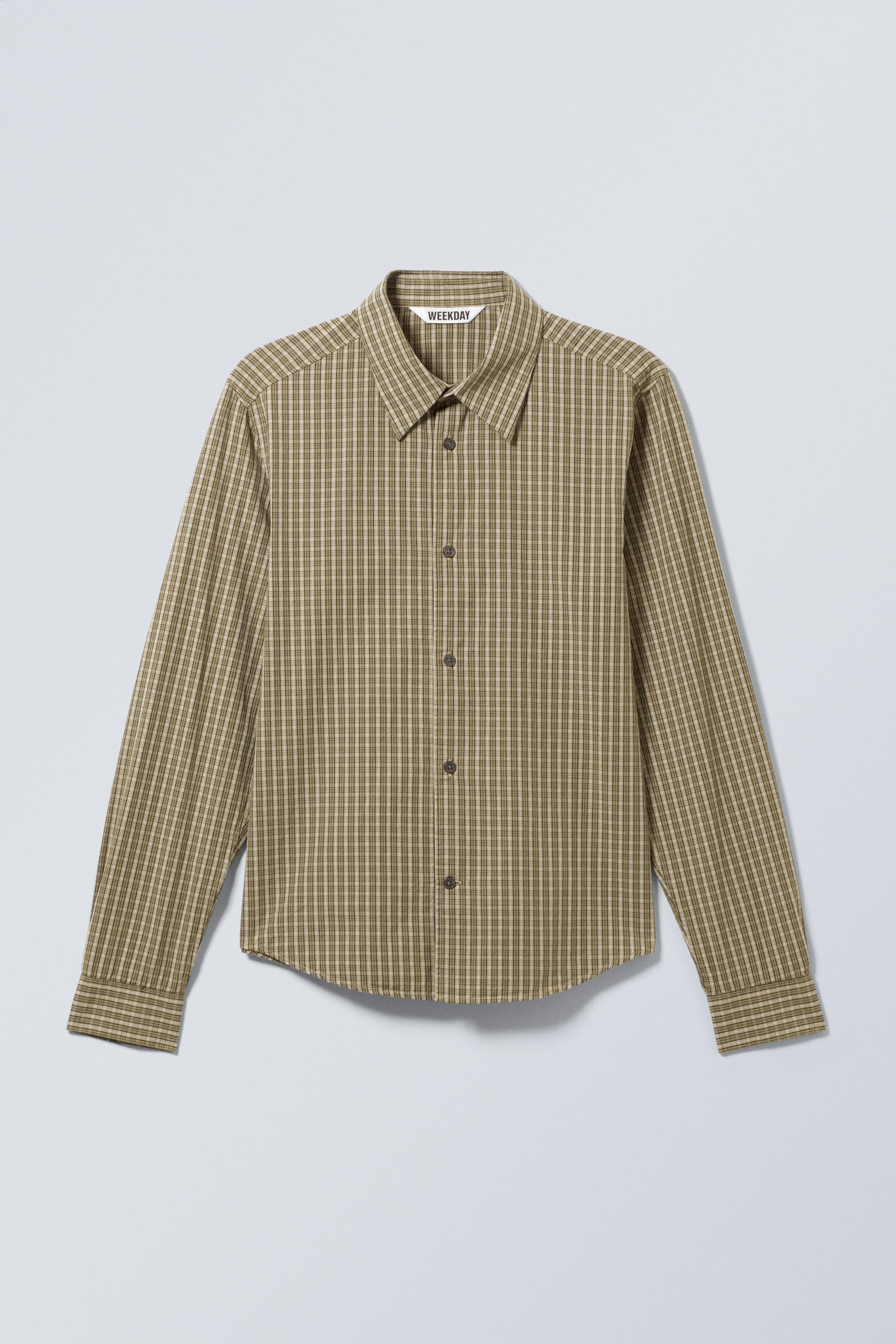 Checked Beige - Regular Fit Checked Cotton Shirt - 3