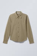 Checked Beige - Regular Fit Checked Cotton Shirt - 3