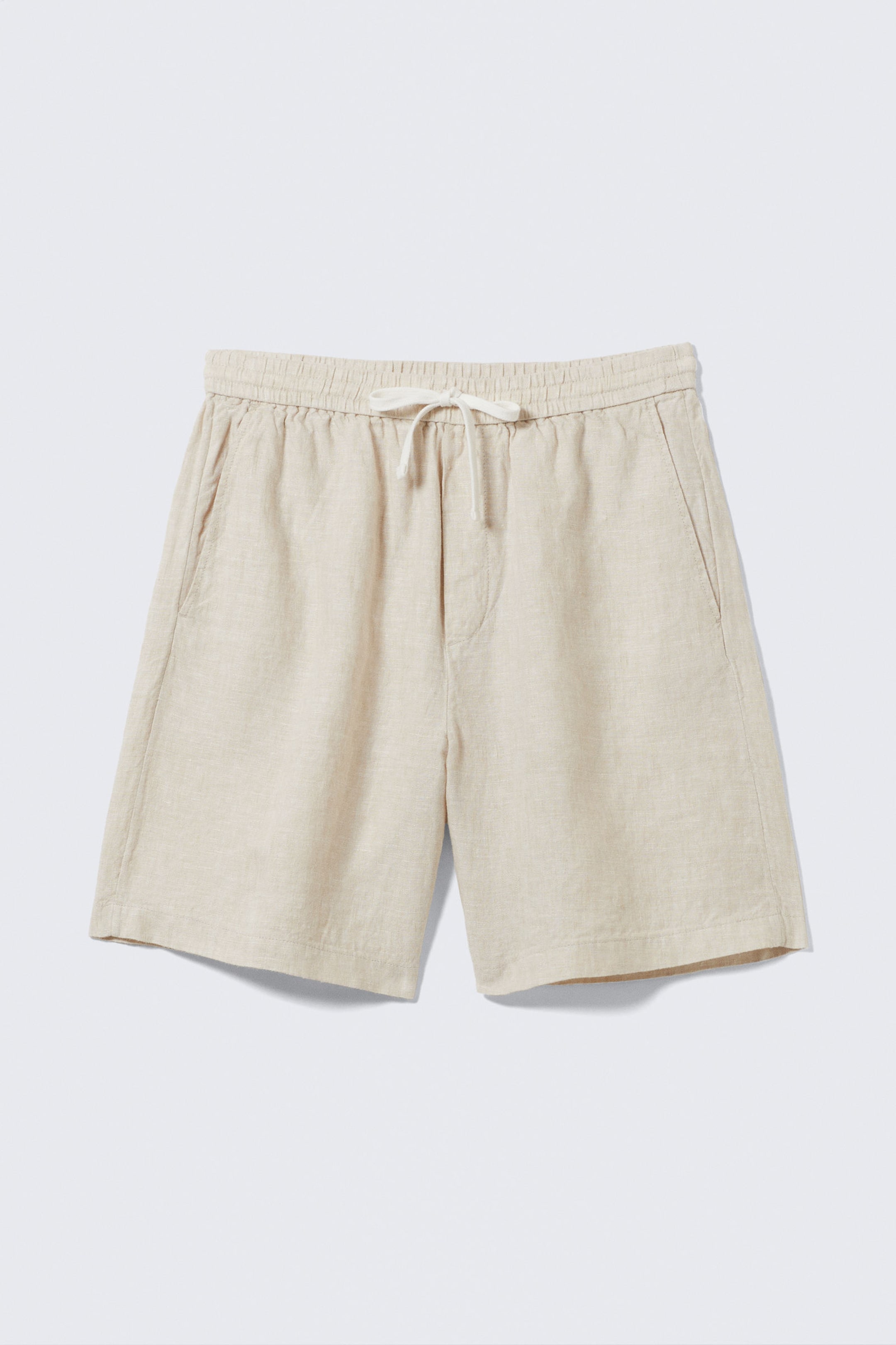 Ecru - Avslappnade linneshorts med dragsko - 3