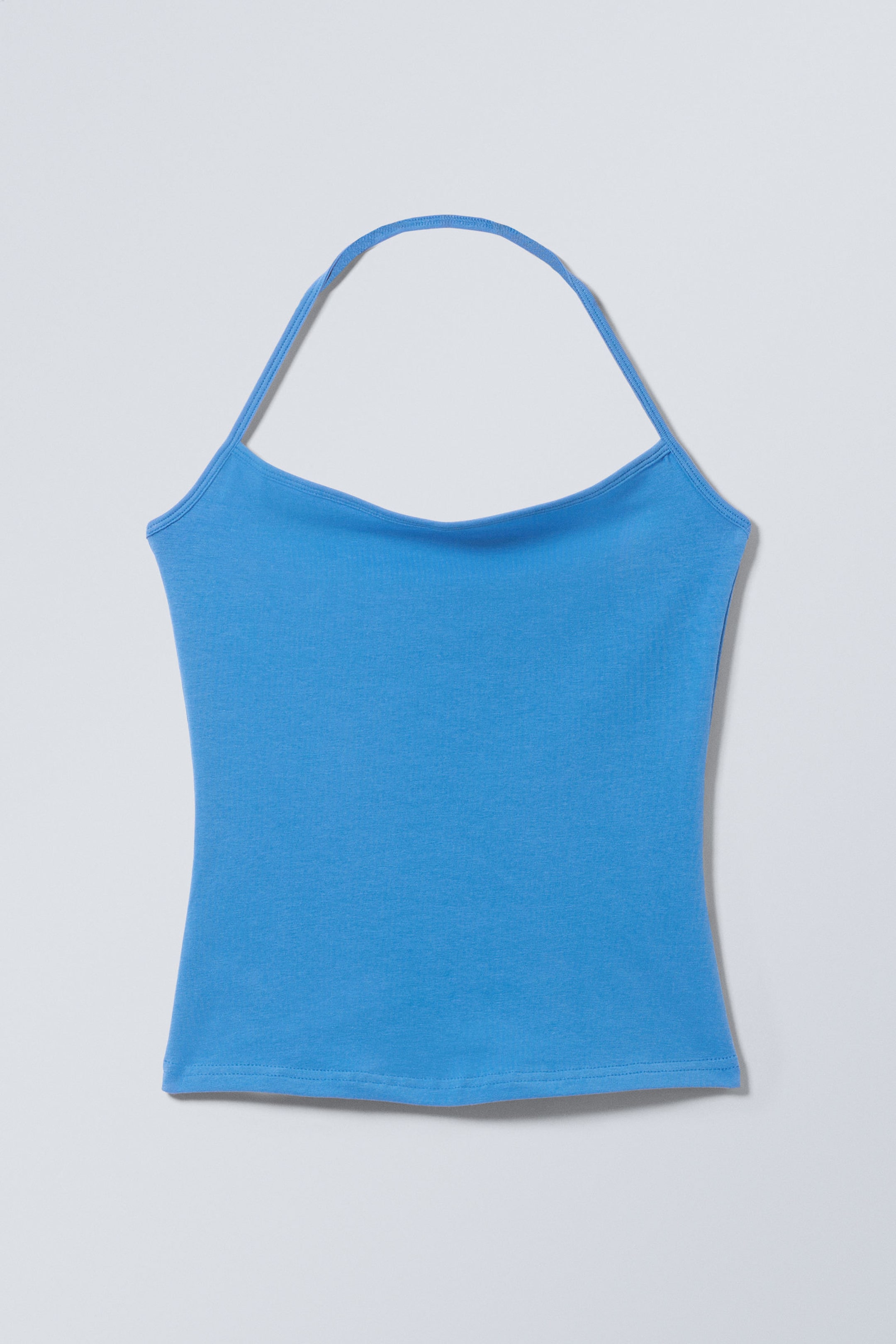 Blue - Strap Halter Tank Top - 2