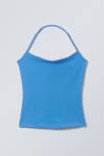 Blue - Strap Halter Tank Top - 2