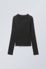 Black - Laura Long Sleeve Pleated Top - 0