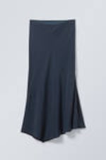 Donkerblauw - Asymmetrische midi-rok - 0