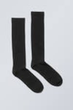 Schwarz - Kniehohe Sportsocken - 0