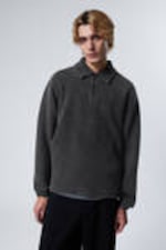 Washed Black - Boxy Half-Zip Fleece Sweatshirt - 1