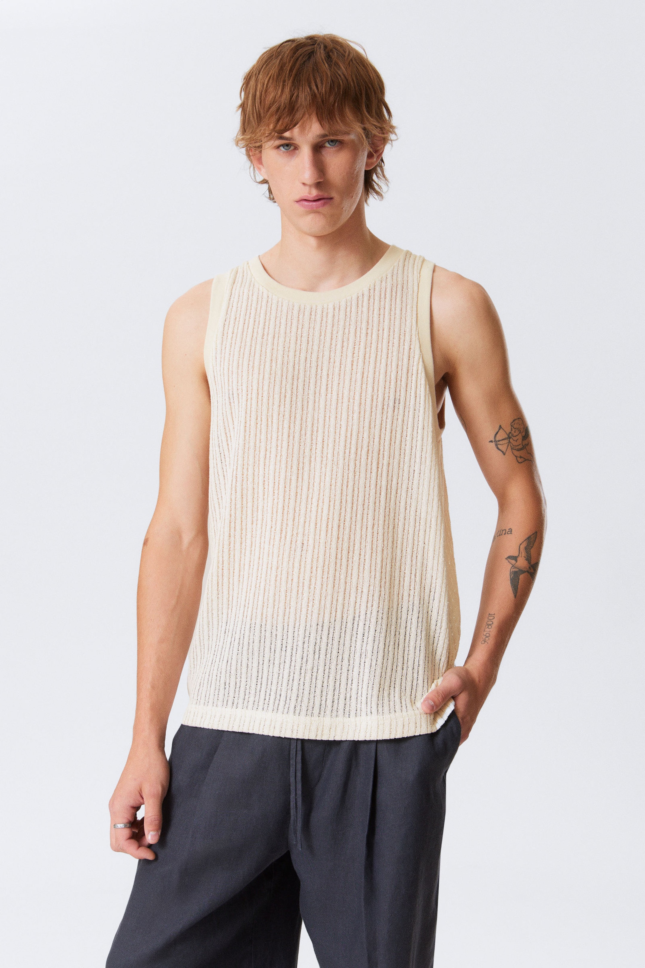 #EEECE0 - Loose Fit RibKnitted Tank Top - 1