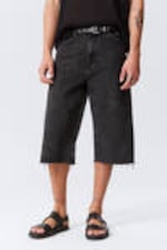 Washed Black - Galaxy Loose Twisted Denim Shorts - 1