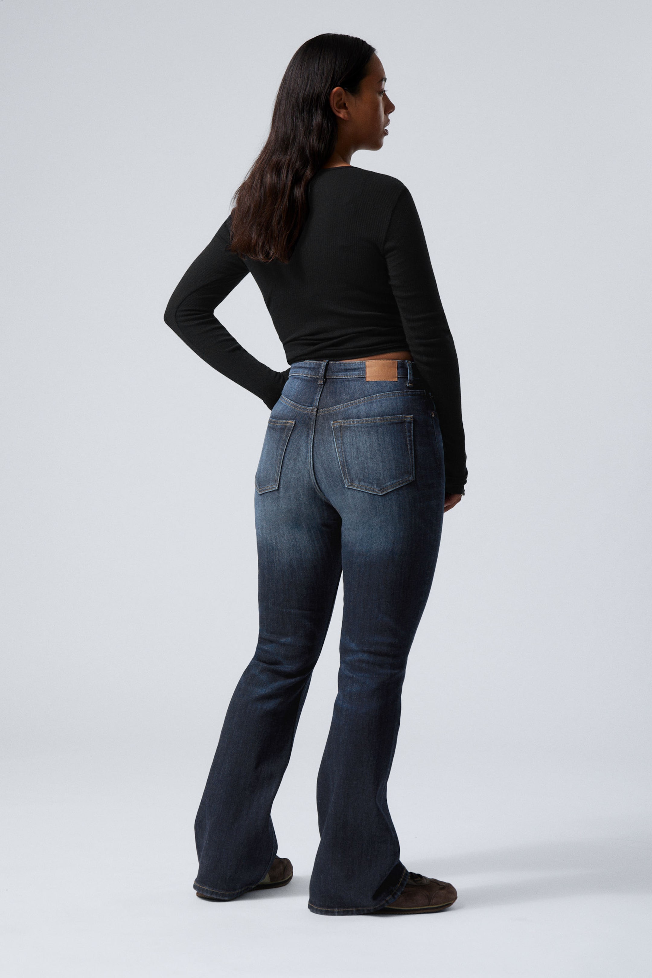 Vein Blue - Dunkelblau - Glow Curve High Waisted Regular Flared Leg Jeans - 3