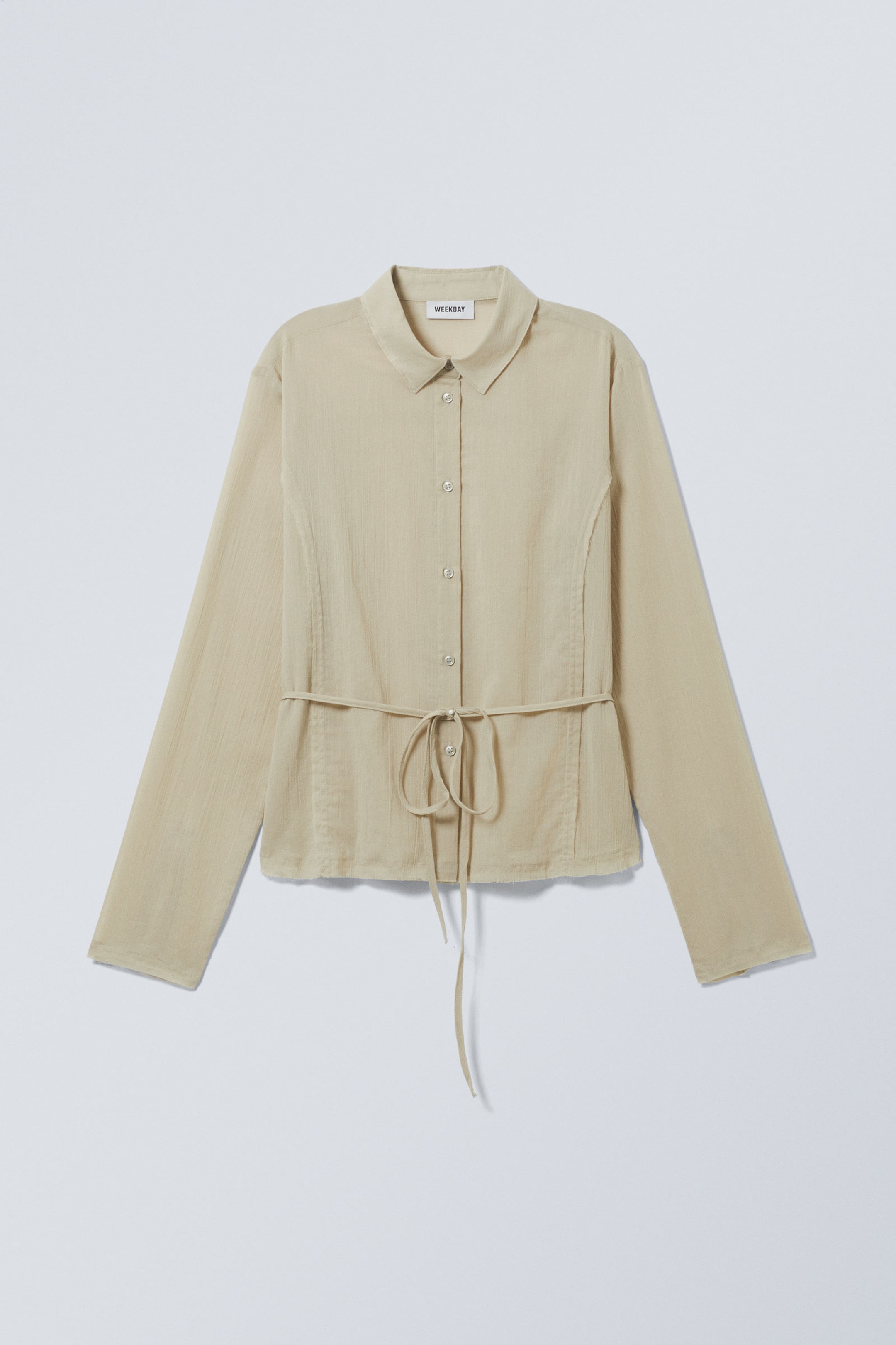 Dusty Beige - Sheer Fitted Strap Shirt - 0