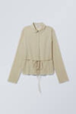 Dusty Beige - Sheer Fitted Strap Shirt - 0