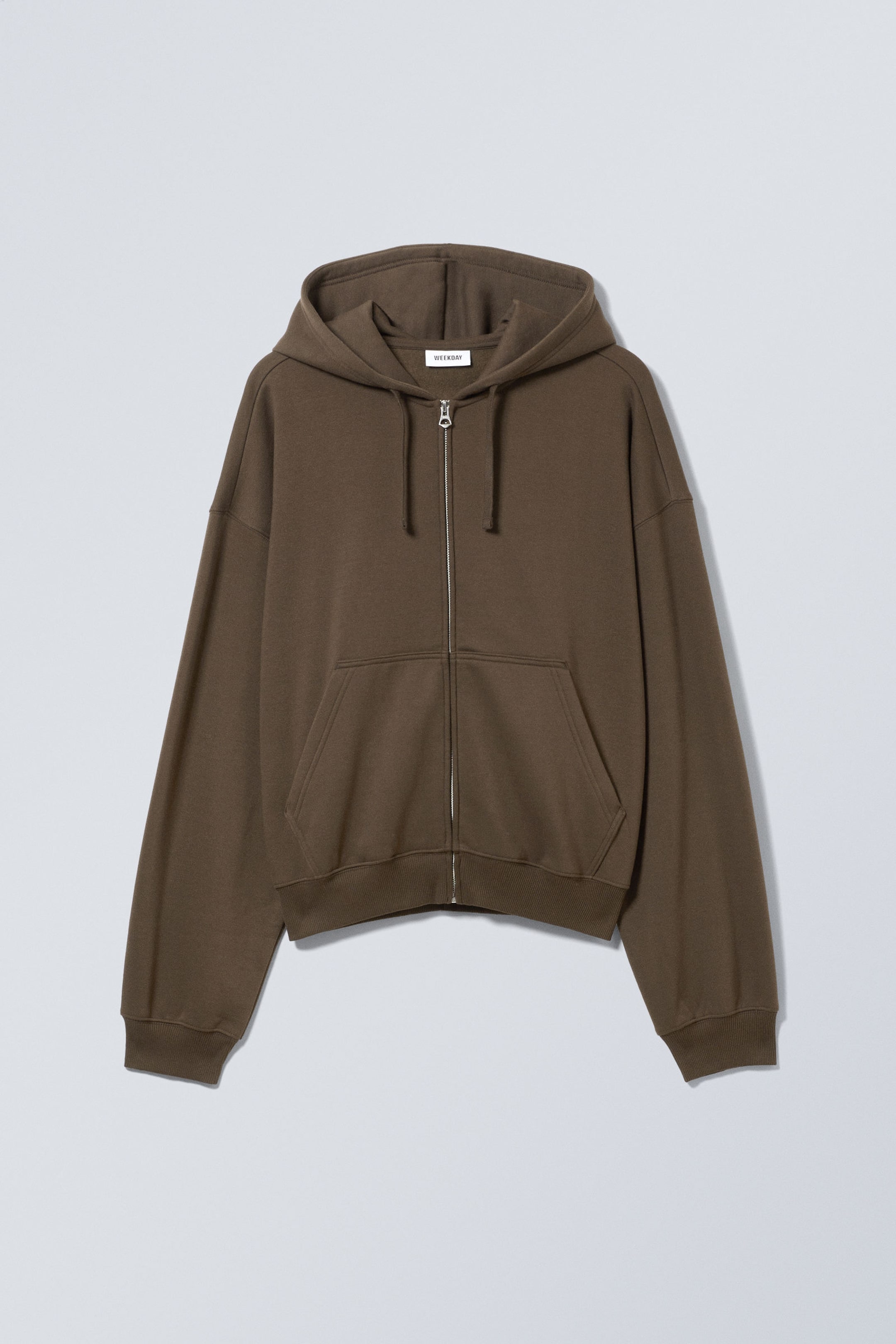 boxy midweight zip hoodie Dark Brown Weekday EU