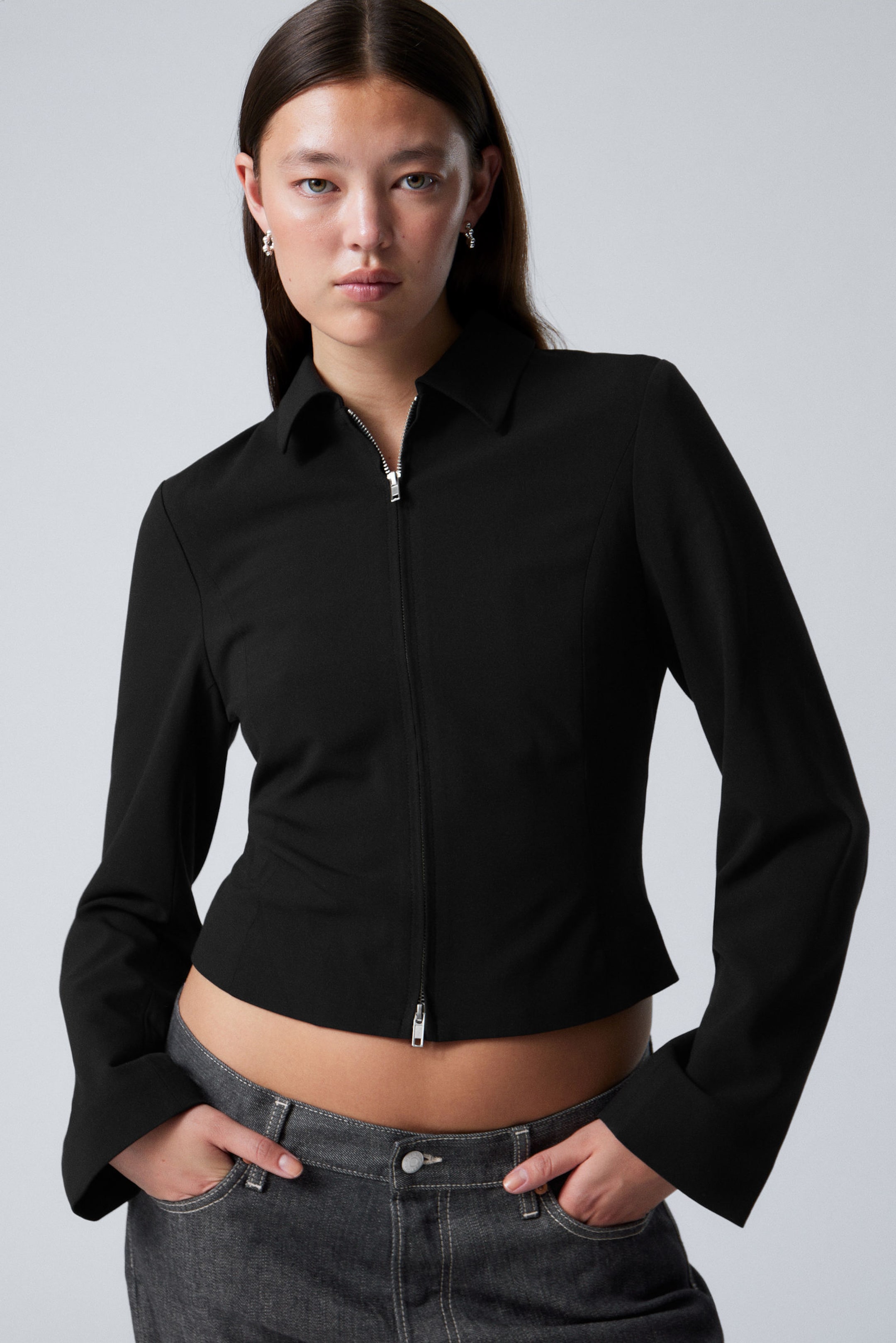 Black - Zip Suiting Jacket - 1