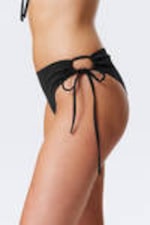 Black - Strappy Side Tie Bikini Bottoms - 2