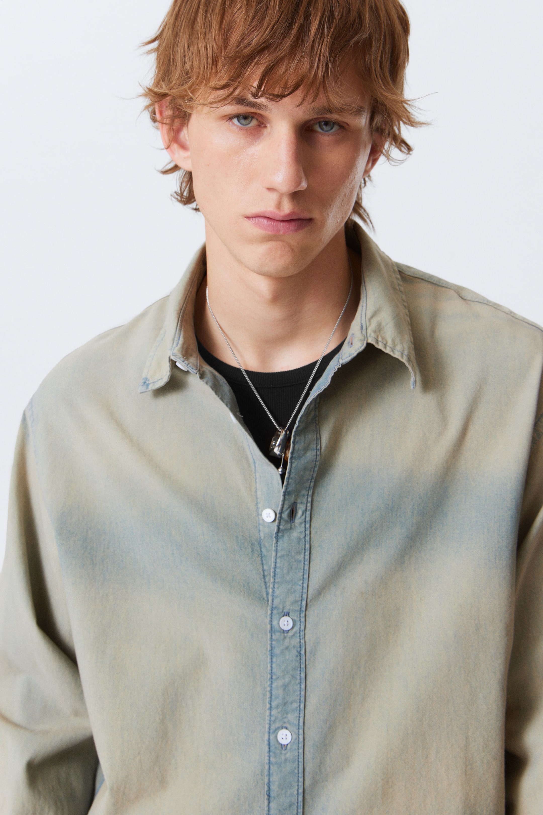 #8898AC - Oversized långärmad denimskjorta - 2