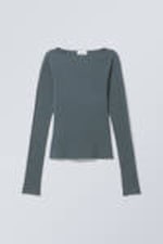 Petrol - Boatneck Cotton Longsleeve - 0