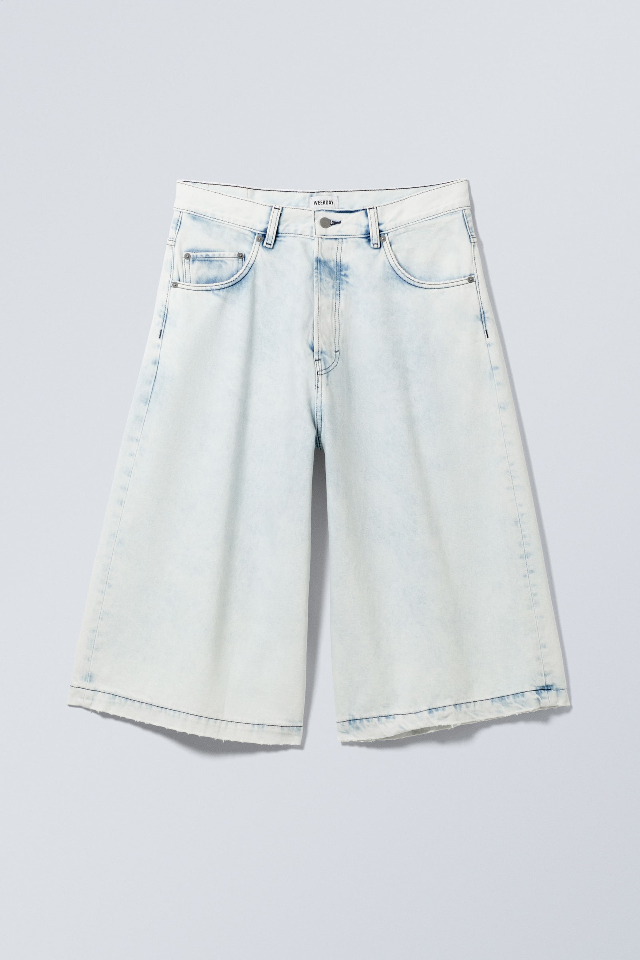 Blotch Blue - Baggy Ankle Length Denim Shorts - 0