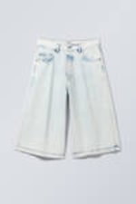 Blotch Blue - Baggy Ankle Length Denim Shorts - 0