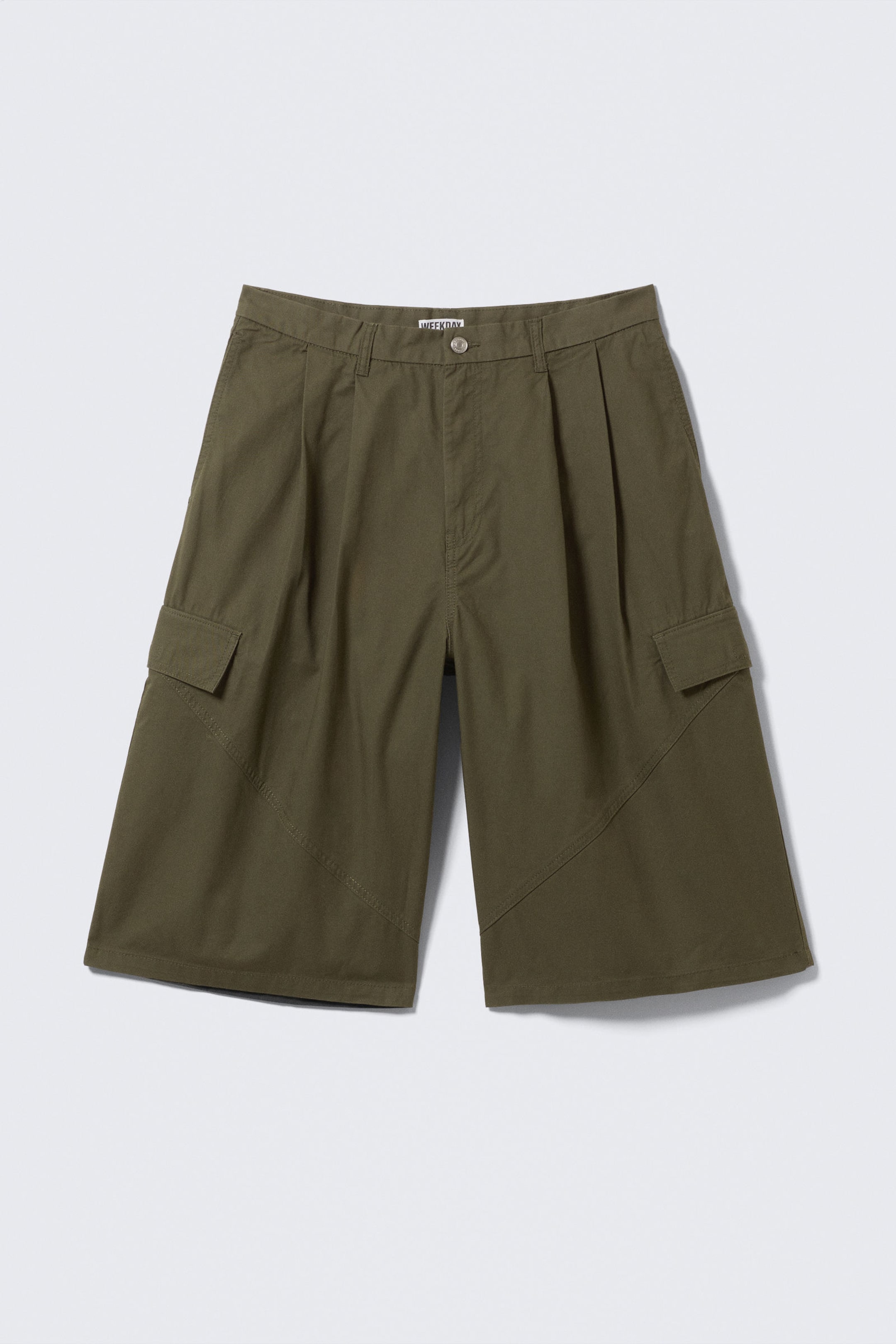 #45463B - Loose Utility Cotton Twill Shorts - 1