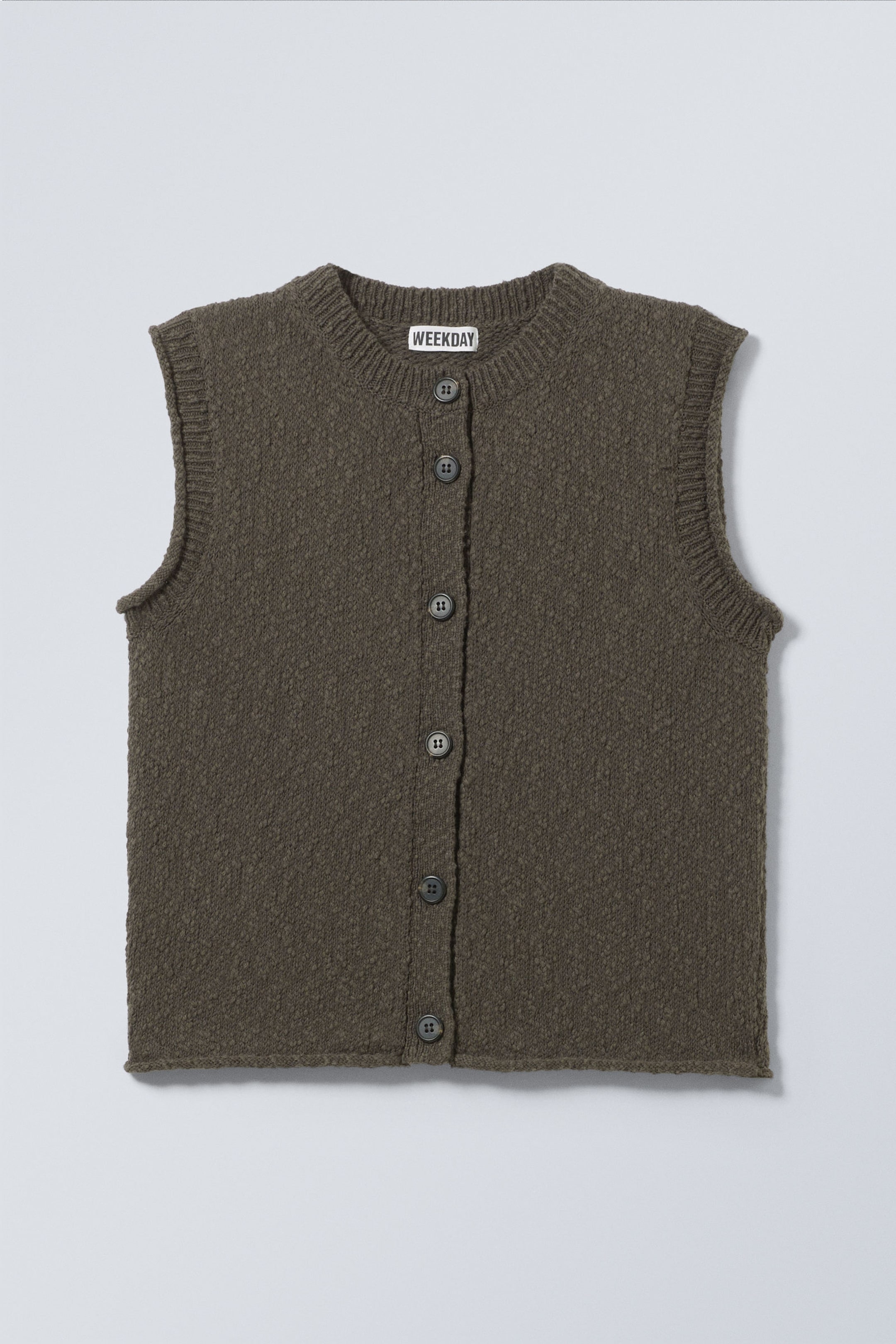 Dark Greyish Brown - Knitted SingleBreasted Vest - 2