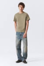 Khaki Green - Short Boxy Heavyweight T-shirt - 1