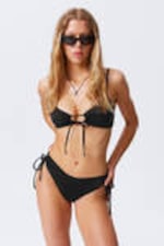 Black - Strappy Side Tie Bikini Bottoms - 0