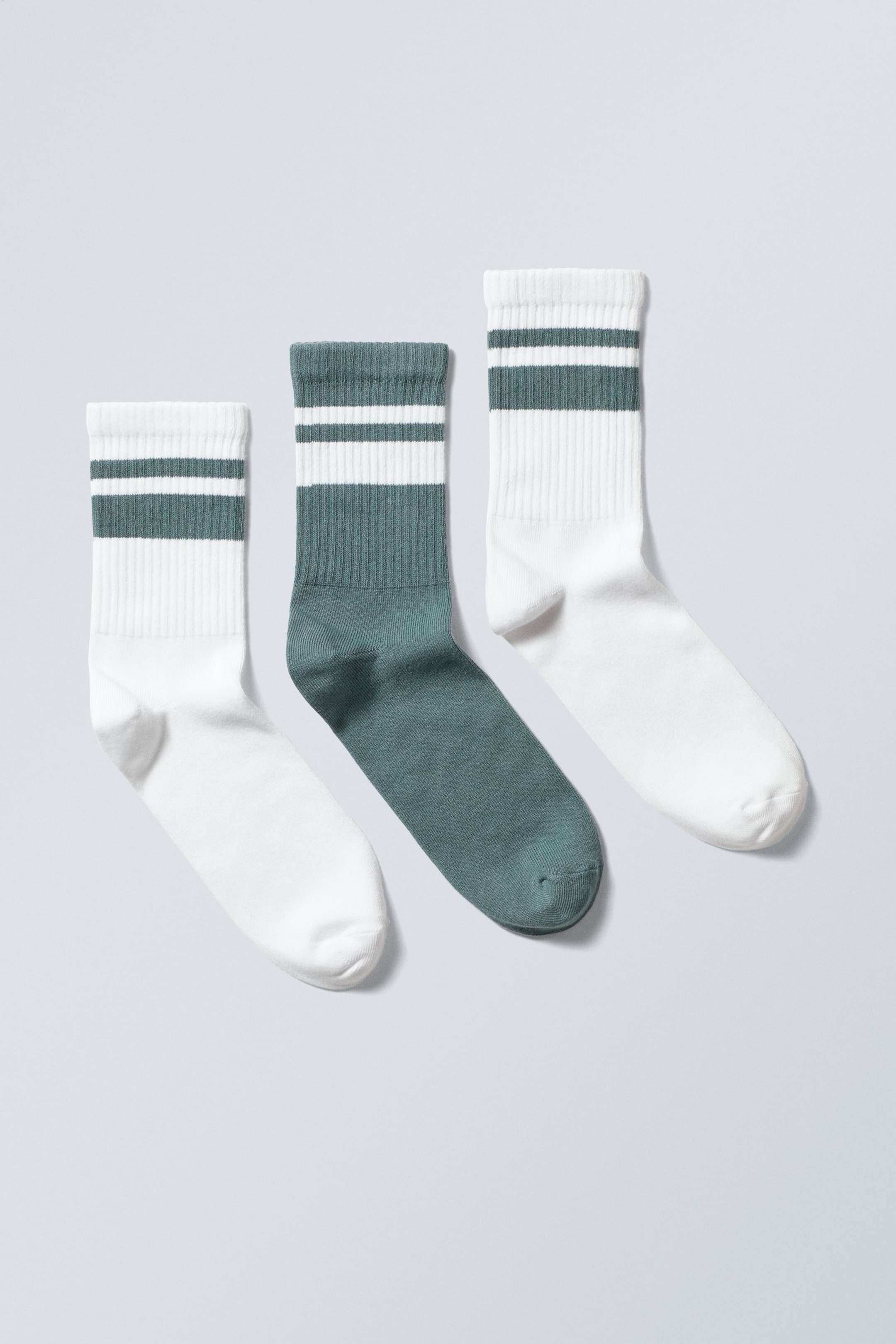 Turquoise - 3-pack Striped Sport Socks - 0