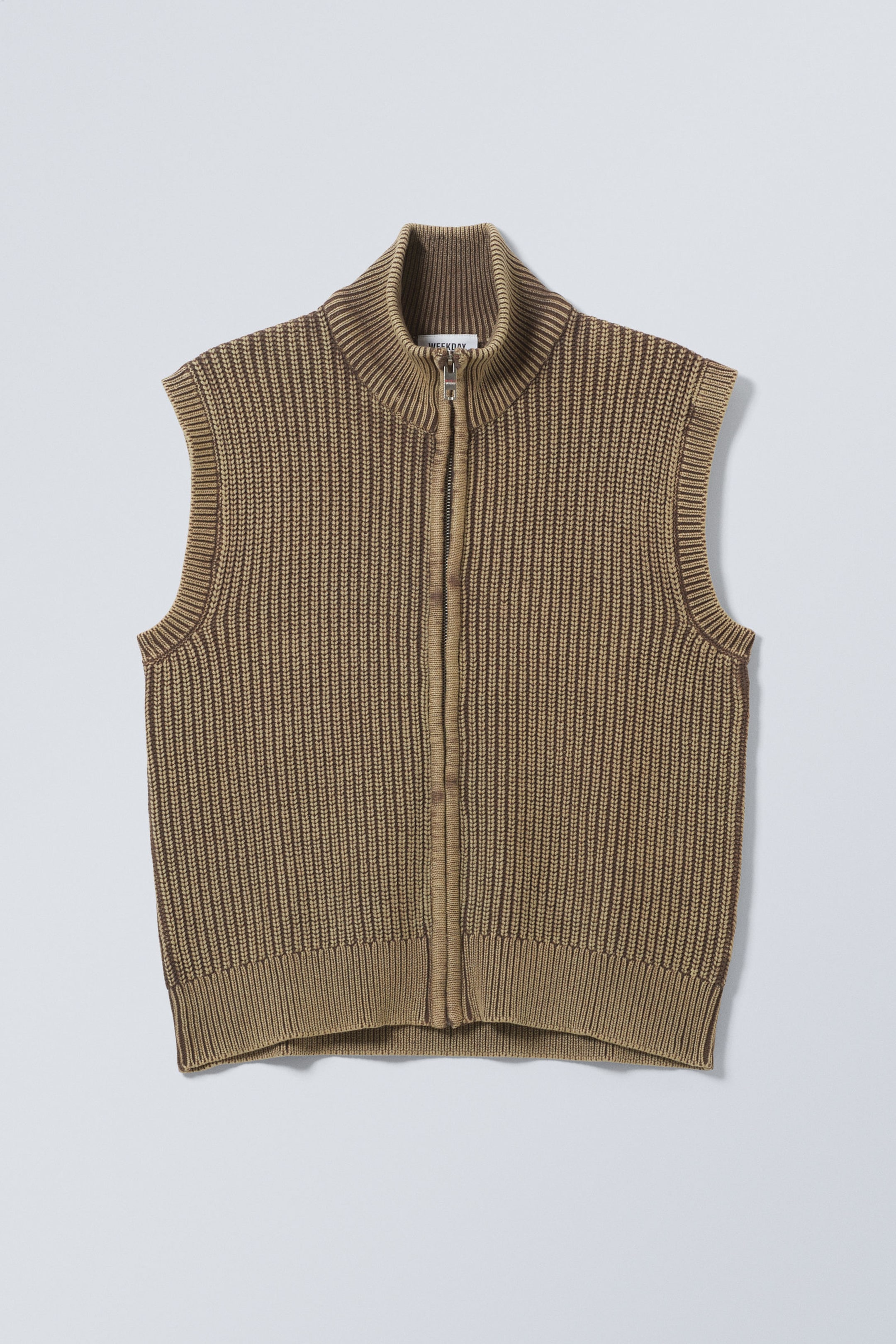 Washed Brown - Marwin Zipped Vest - 0