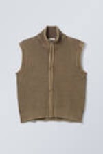 Washed Brown - Marwin Zipped Vest - 0