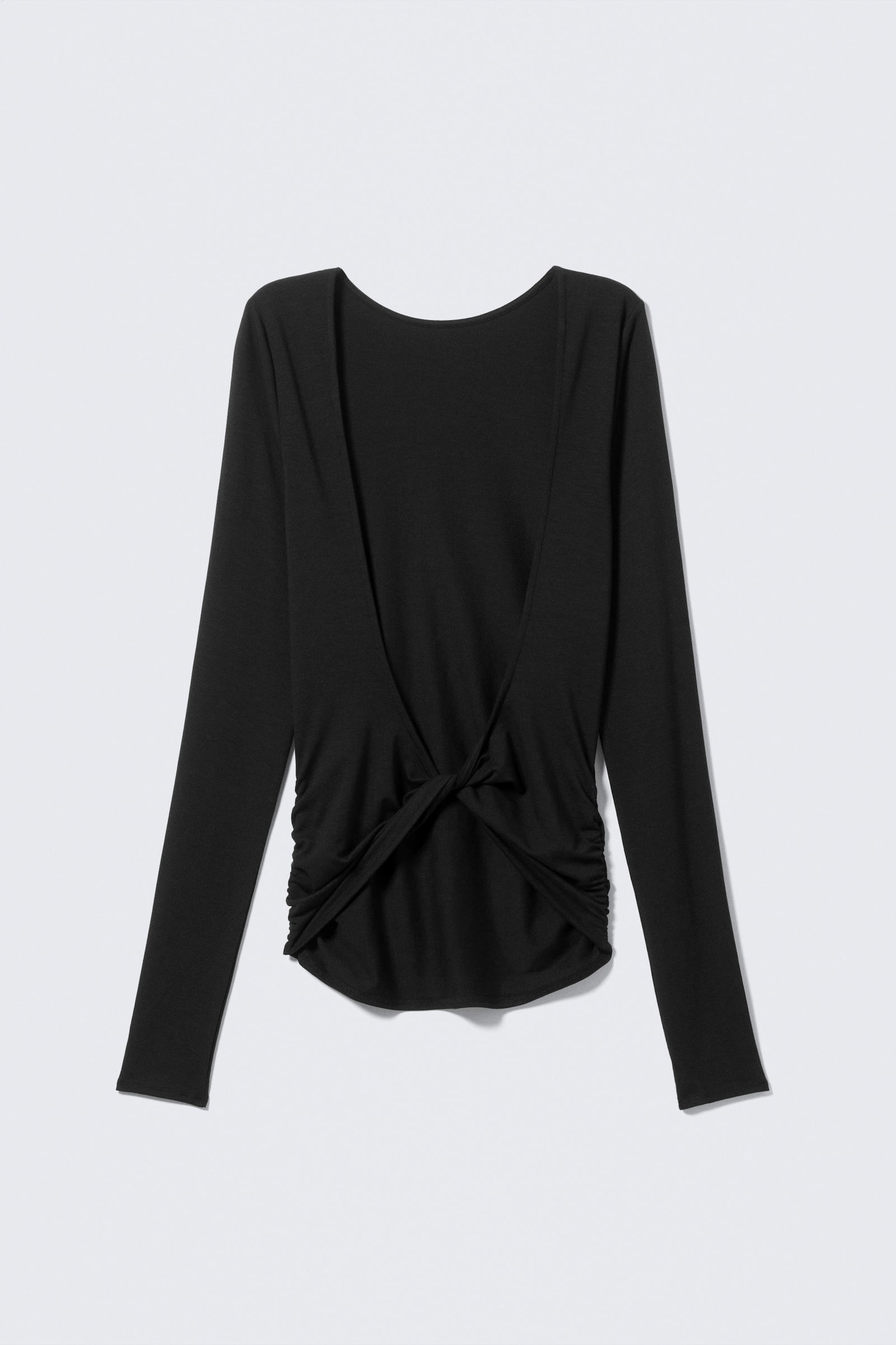 Black - Open Back Long-Sleeved Top - 5