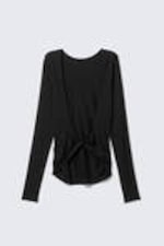 Black - Open Back Long-Sleeved Top - 5