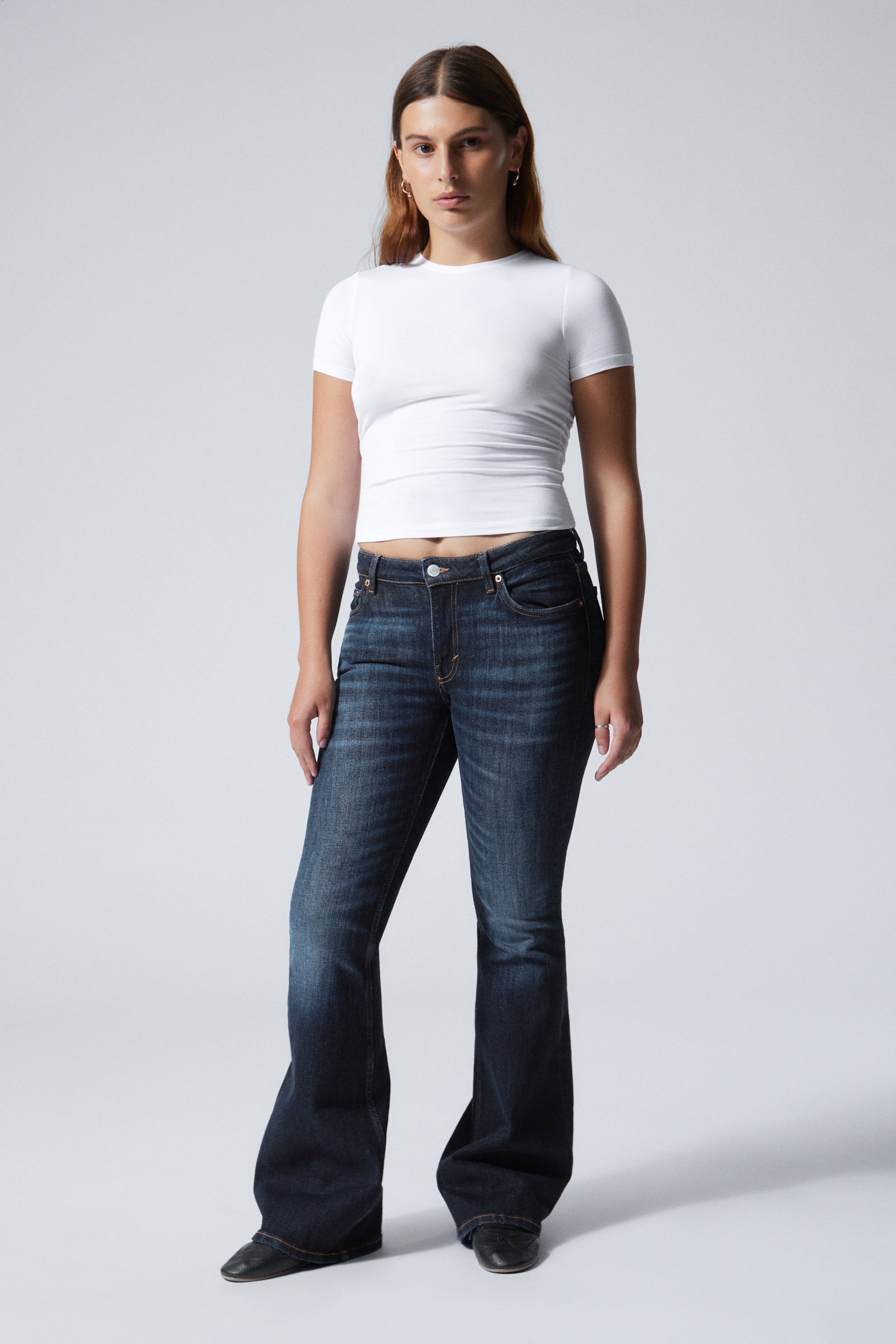 #4C5164 - Flame Low Waist Slim Flared Leg Jeans - 1