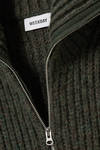 rib-knit half-zip turtleneck sweater - Dark Green | Weekday WW