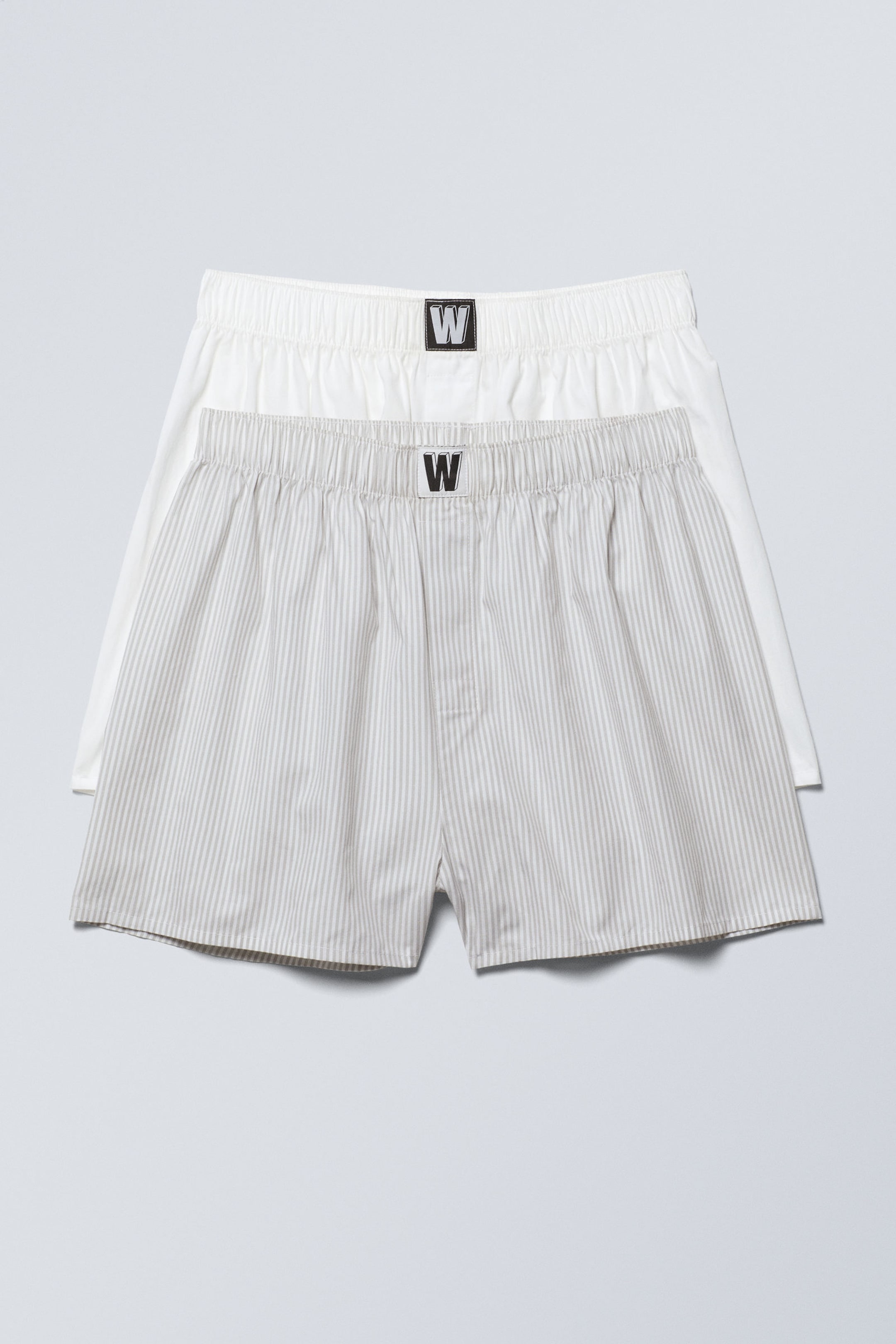 Graue Streifen & Weiß - Boxershorts mit Logo 2er-Pack - 0