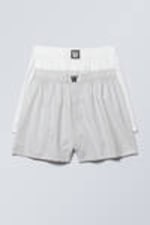 Graue Streifen & Weiß - Boxershorts mit Logo 2er-Pack - 0