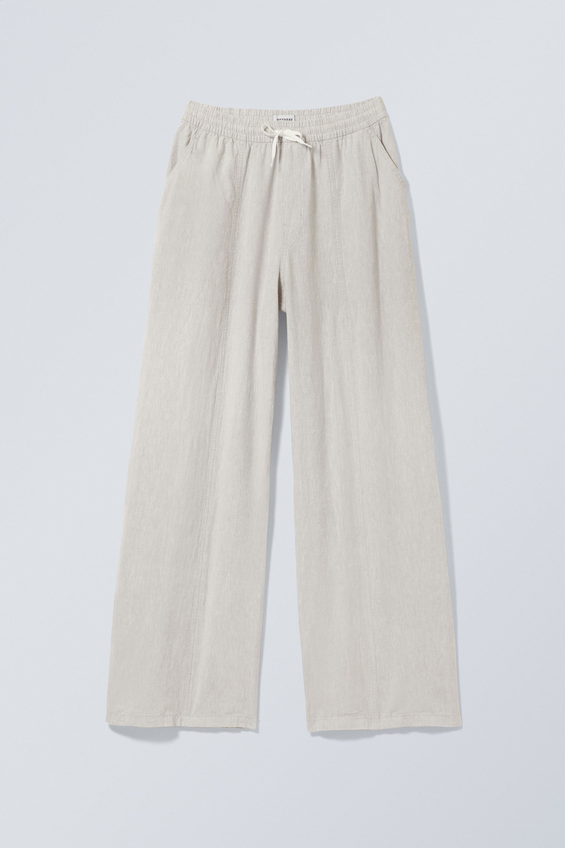 Dusty Ecru Melange - Relaxed Linen Blend Trousers - 6