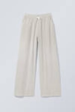 Dusty Ecru Melange - Relaxed Linen Blend Trousers - 6