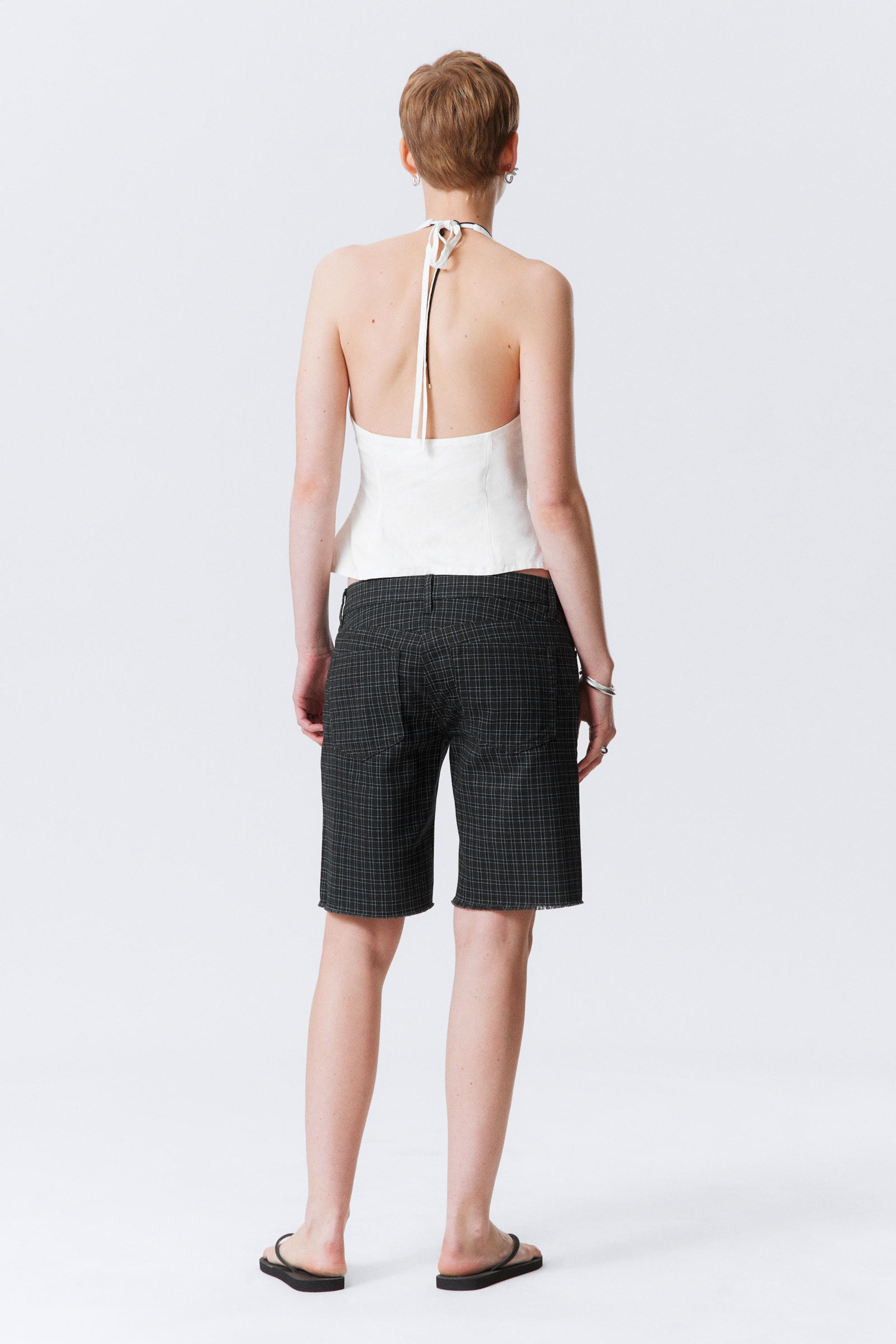 White - Tie-Back Hook-and-Eye Halterneck Top - 2