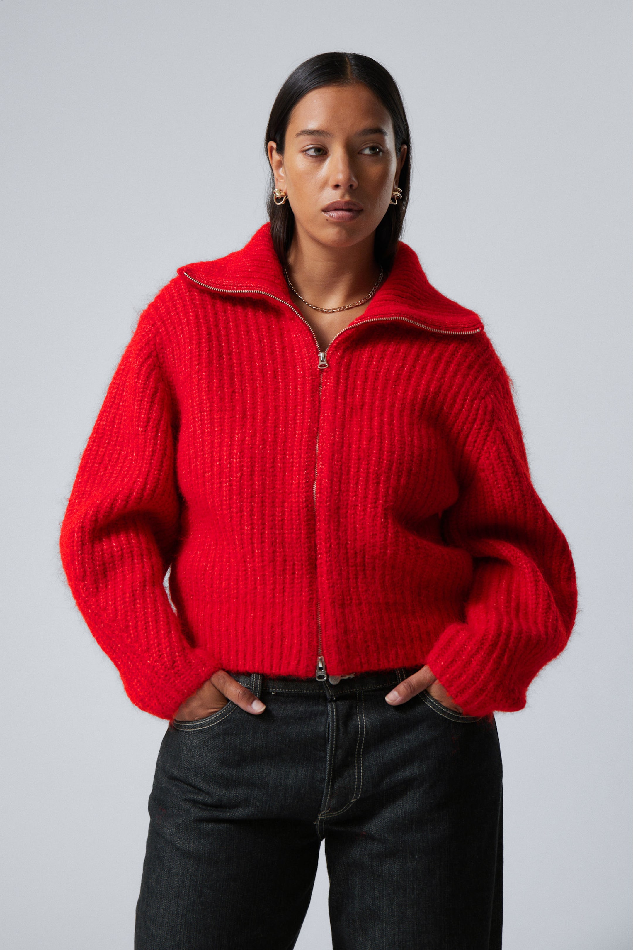 Red - Bea Zip Cardigan - 0