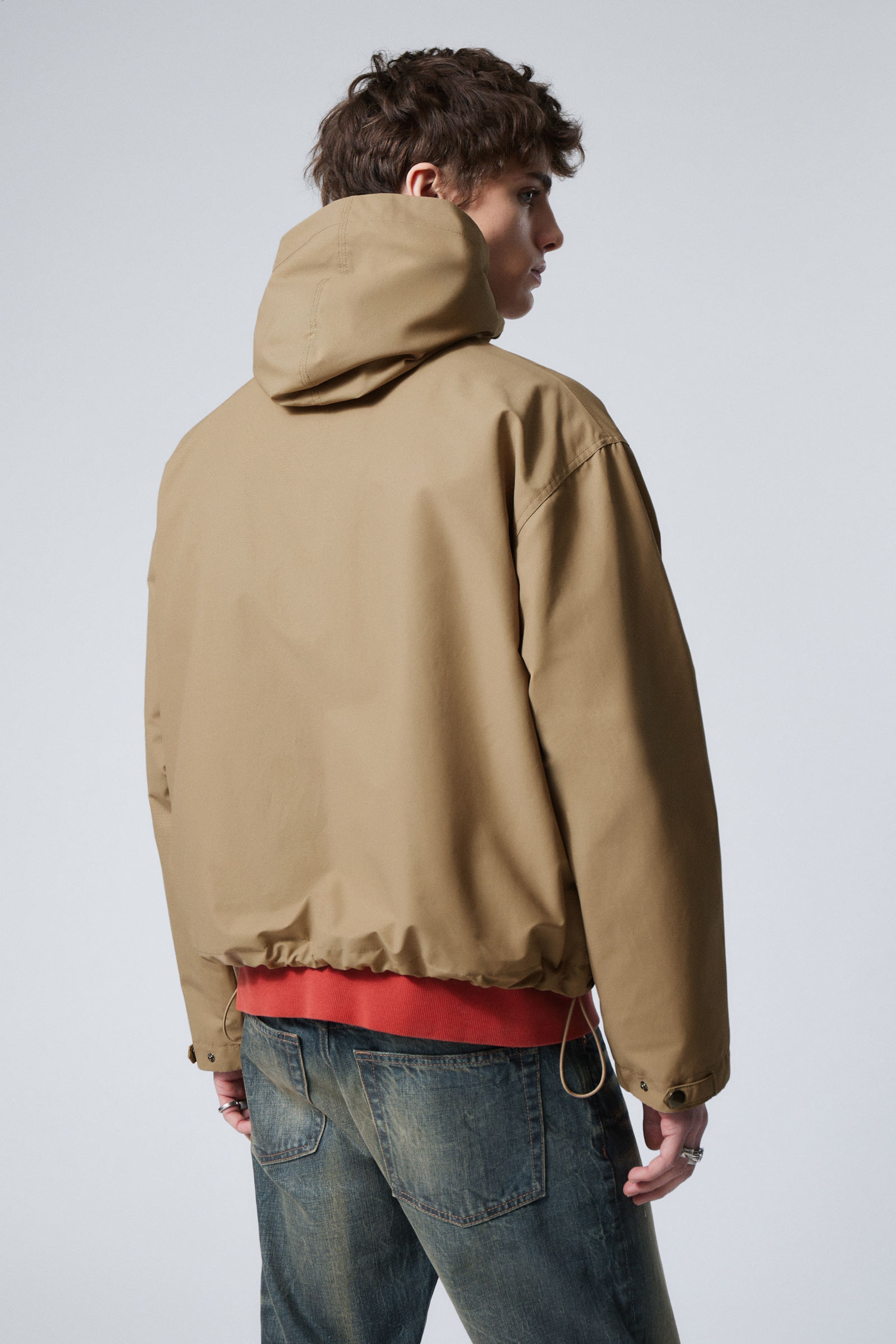 relaxed fit hooded jacket - Dark Beige | Weekday WW