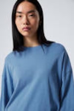 Washed Blue - Long-Sleeved Oversized T-shirt - 1