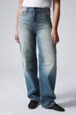 Jackpot Blue - Mittelblau - Rail Mid Waist Loose Wide Leg Jeans - 1