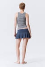 Dark Blue - Flared Mid-Rise Mini Skirt - 2