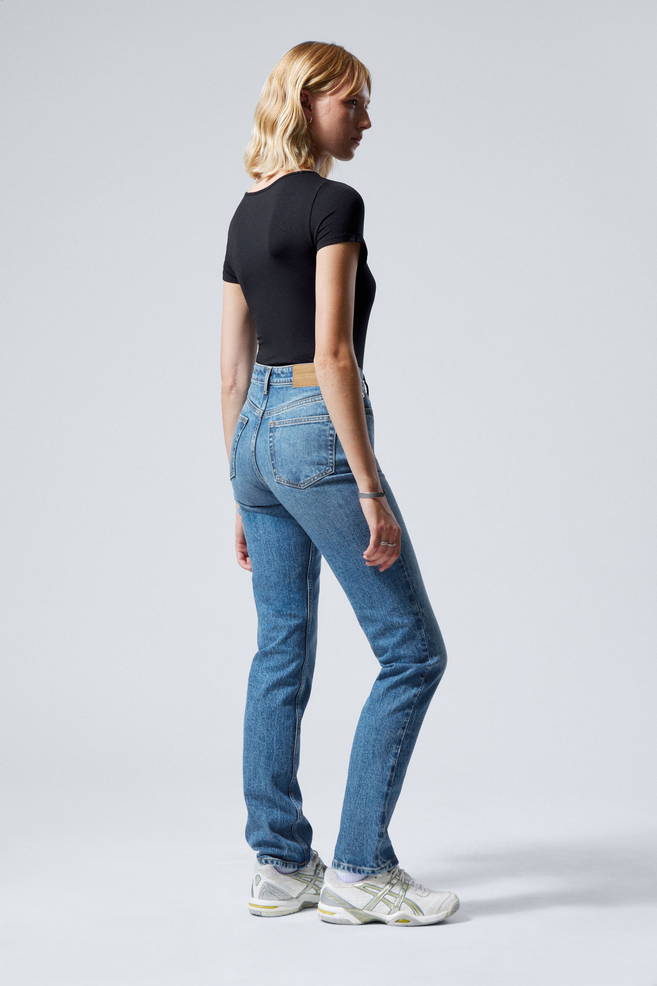 Golf Blue - Mittelblau - Smooth High Waisted Slim Leg Jeans - 4