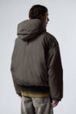 Dark Grey - Padded Hooded Puffer Jacket - 4