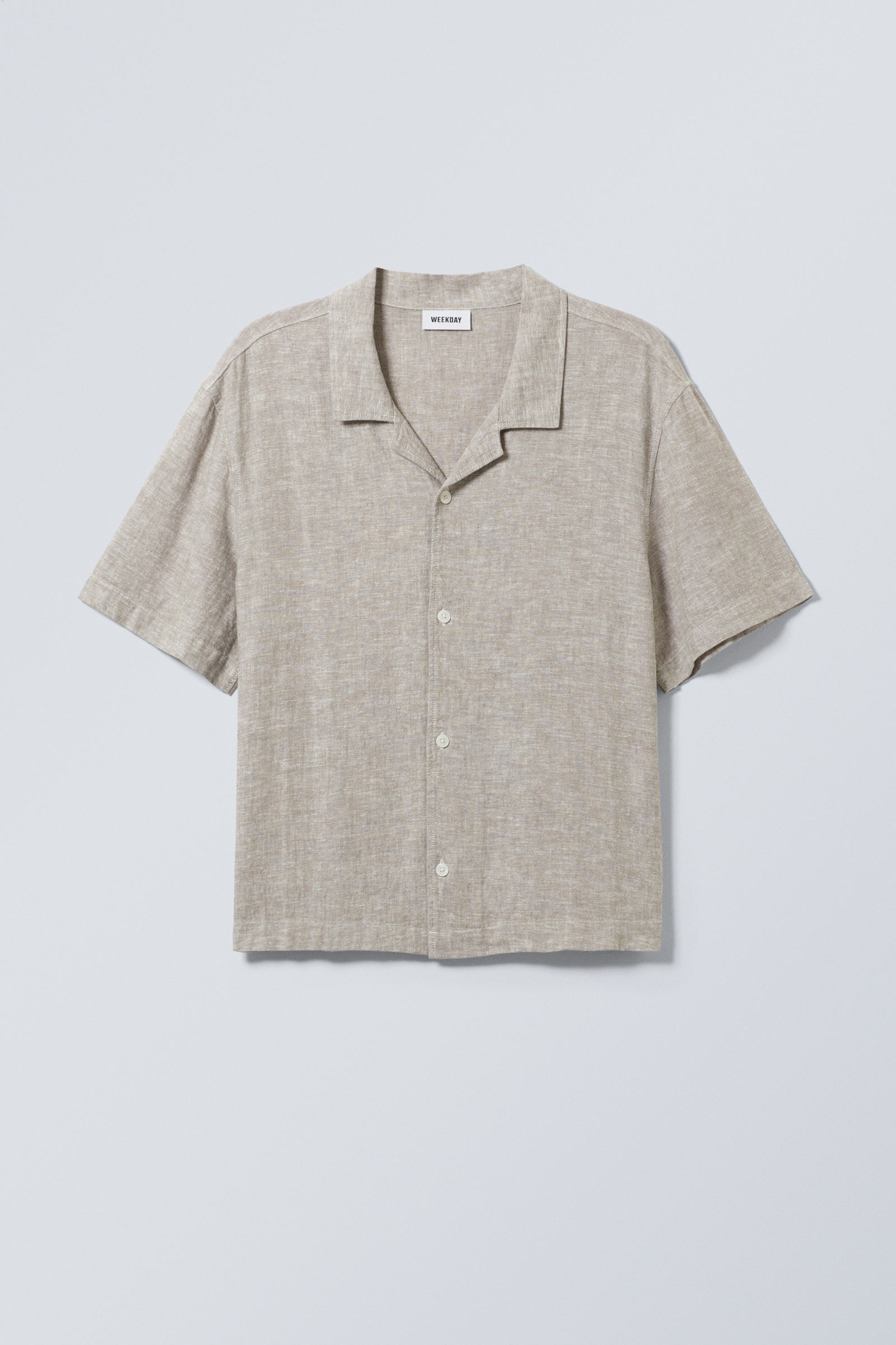 Dusty Mole - Loose Short Sleeve Linen Blend Shirt - 0