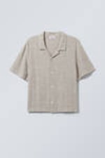 Dusty Mole - Loose Short Sleeve Linen Blend Shirt - 0