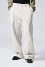 Dusty Ecru Melange - Relaxed Linen Blend Trousers - 2