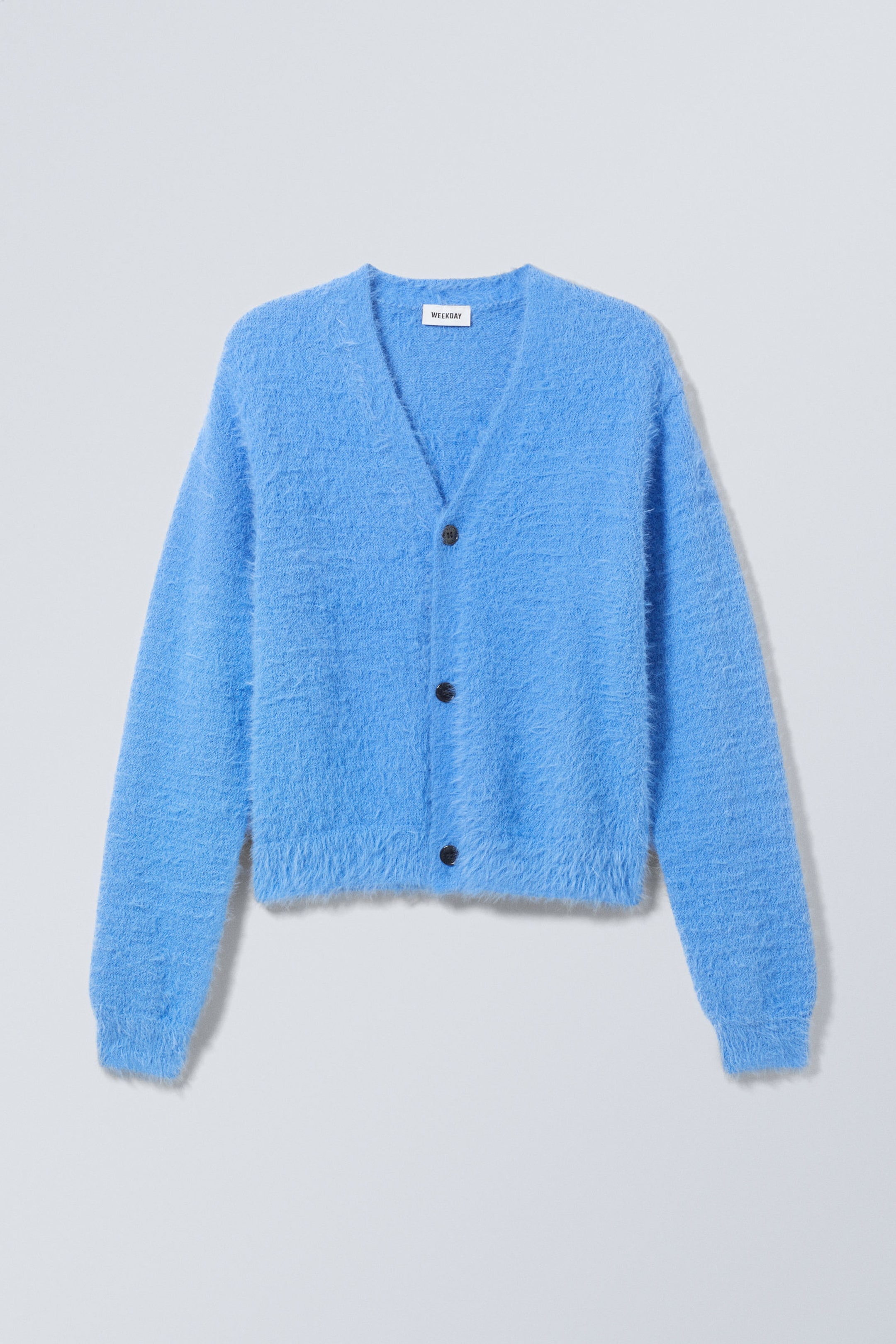 Blau - Flauschige Strickjacke in normaler Passform Jesper - 0